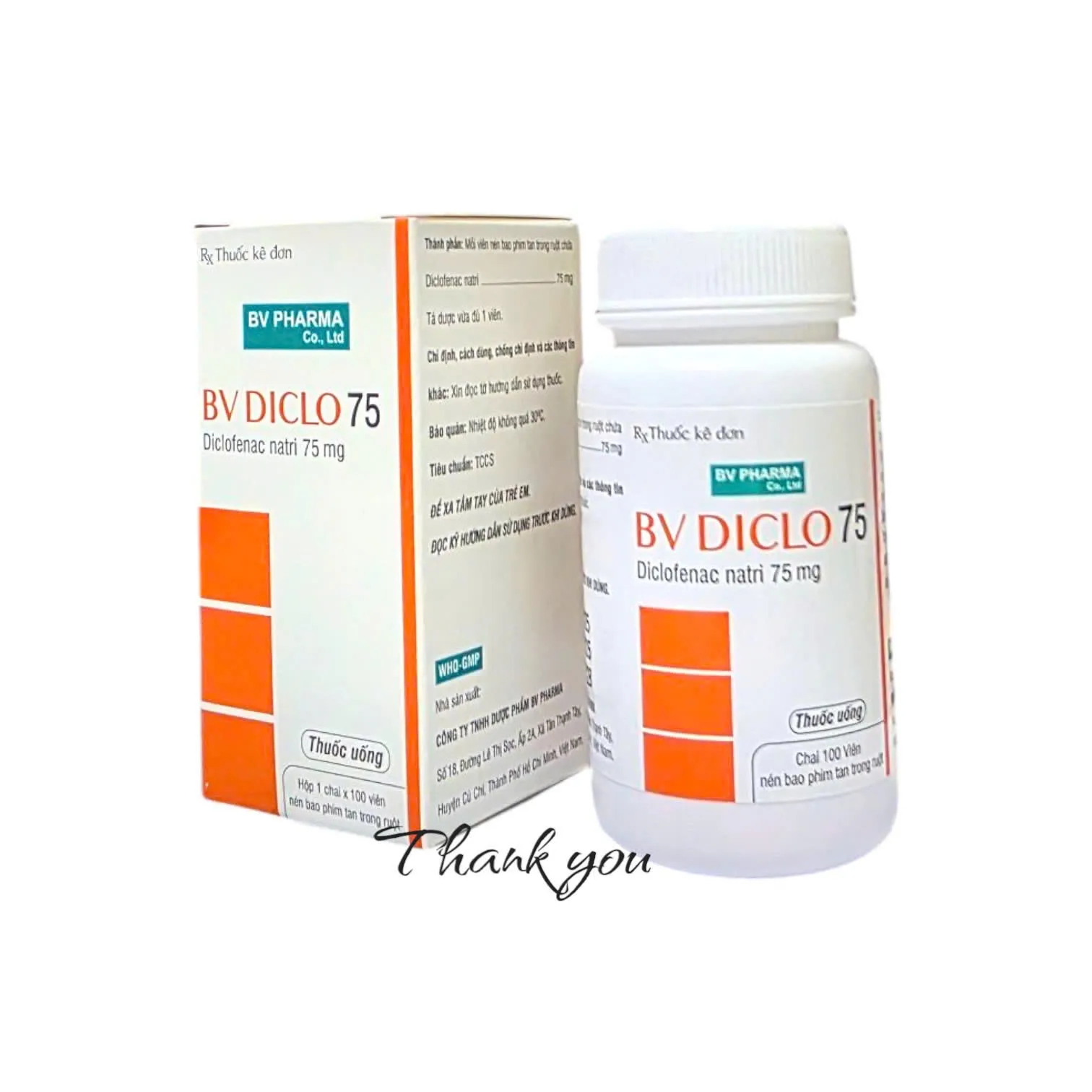 BV Diclo 75 BVPharma (C/100v) – Viên Diclofenac 75 mg BVPharma giảm đau kháng viêm hiệu quả